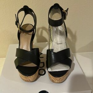 Aldo Black Platform Sandals Brand New